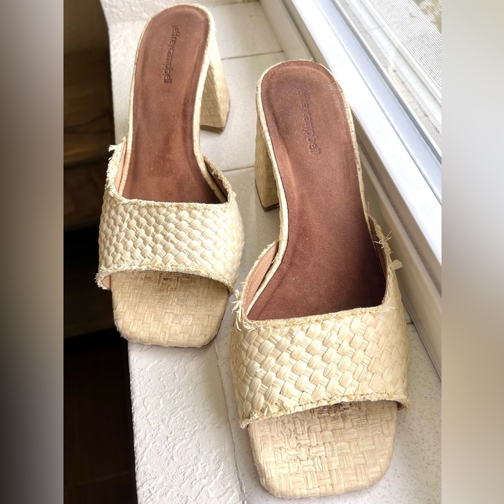 Jeffrey Campbell raffia sling back heel